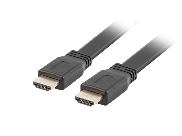 Видео кабел - Lanberg HDMI M/M V2.0 cable 1m, 4K flat, black